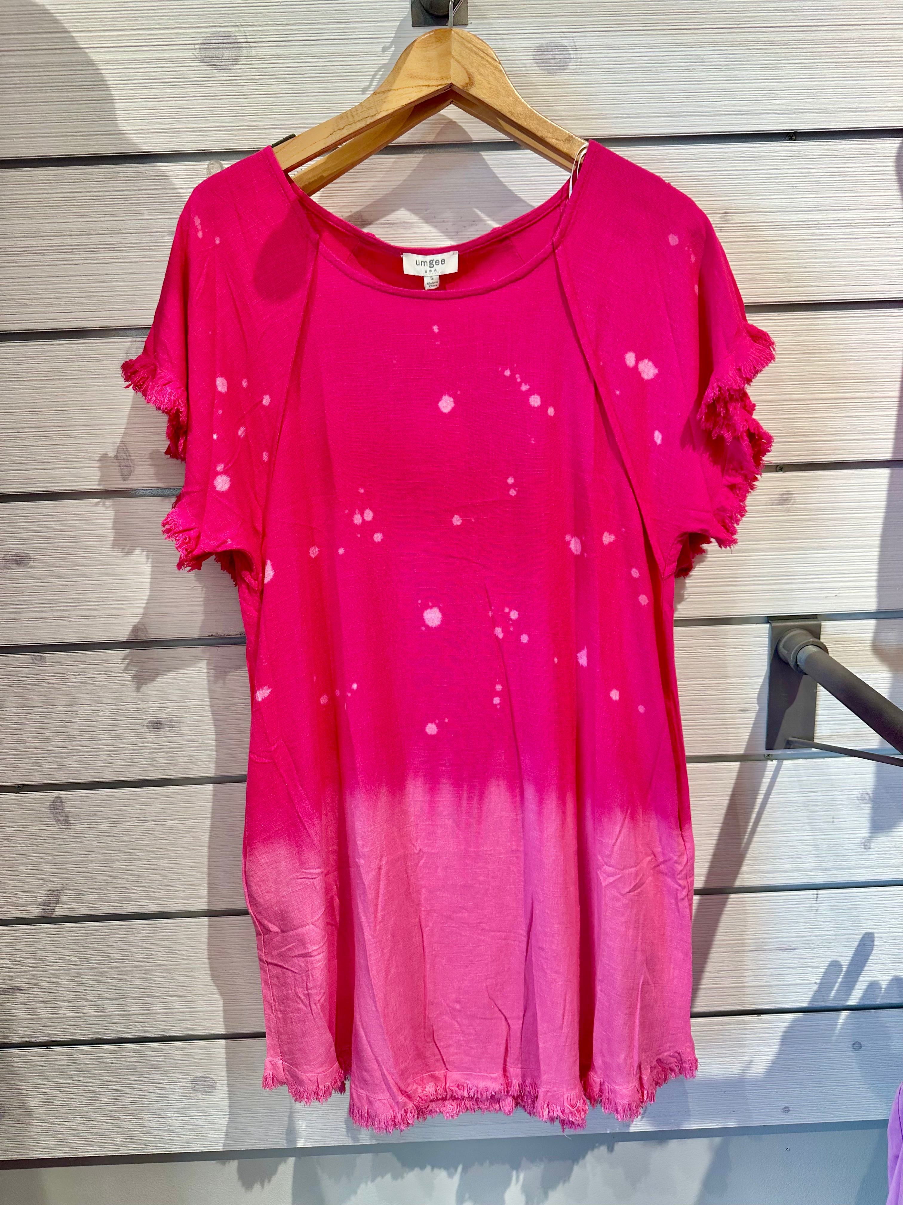 Hi Low Ombre Short Sleeve Dress