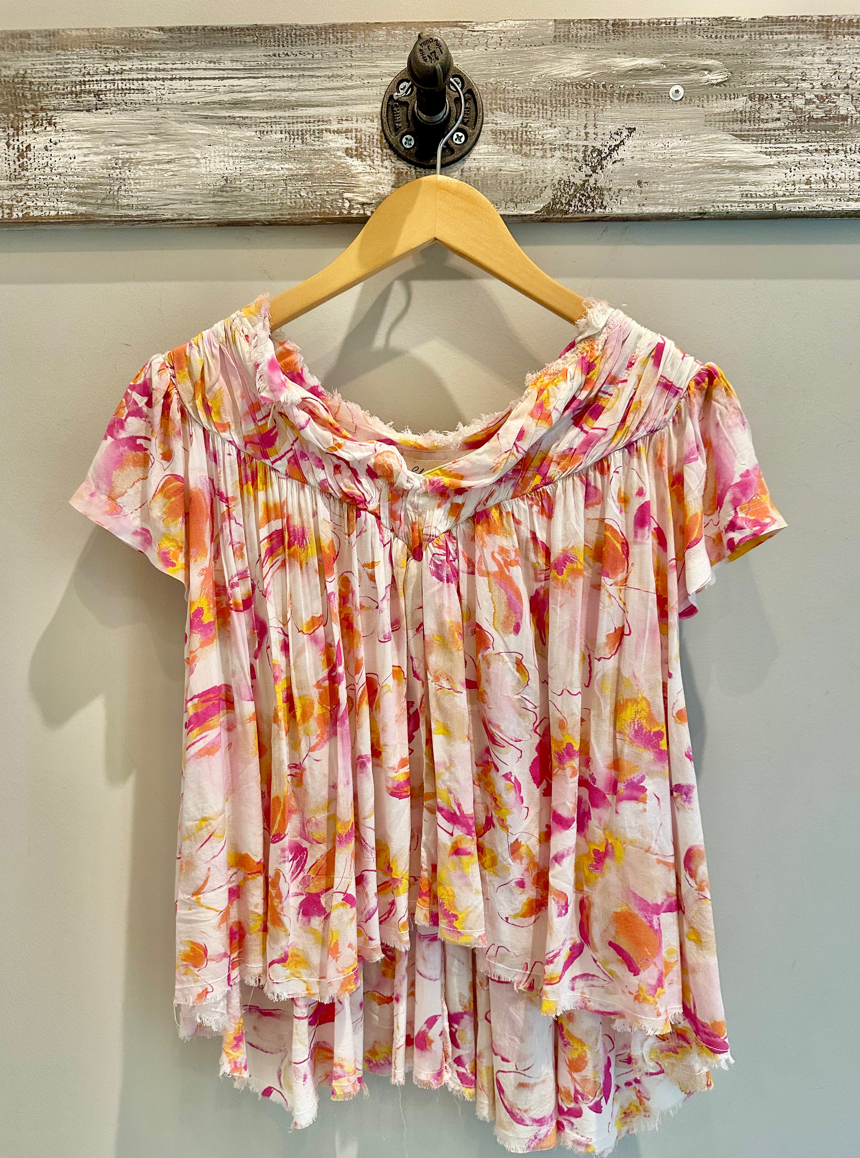 Short Sleeve Frill Top- Elan