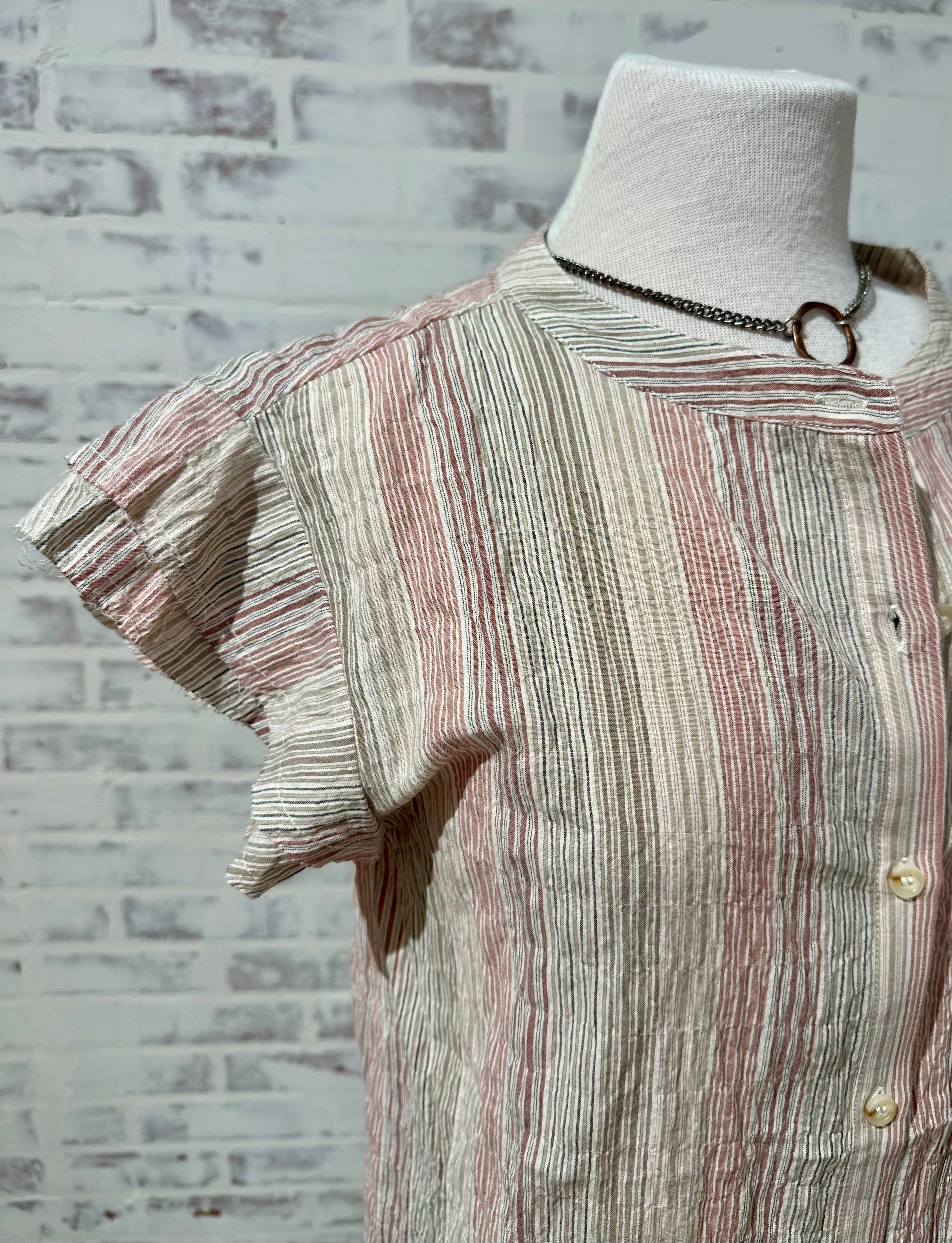 Double Layer Sleeve Stripe Blouse