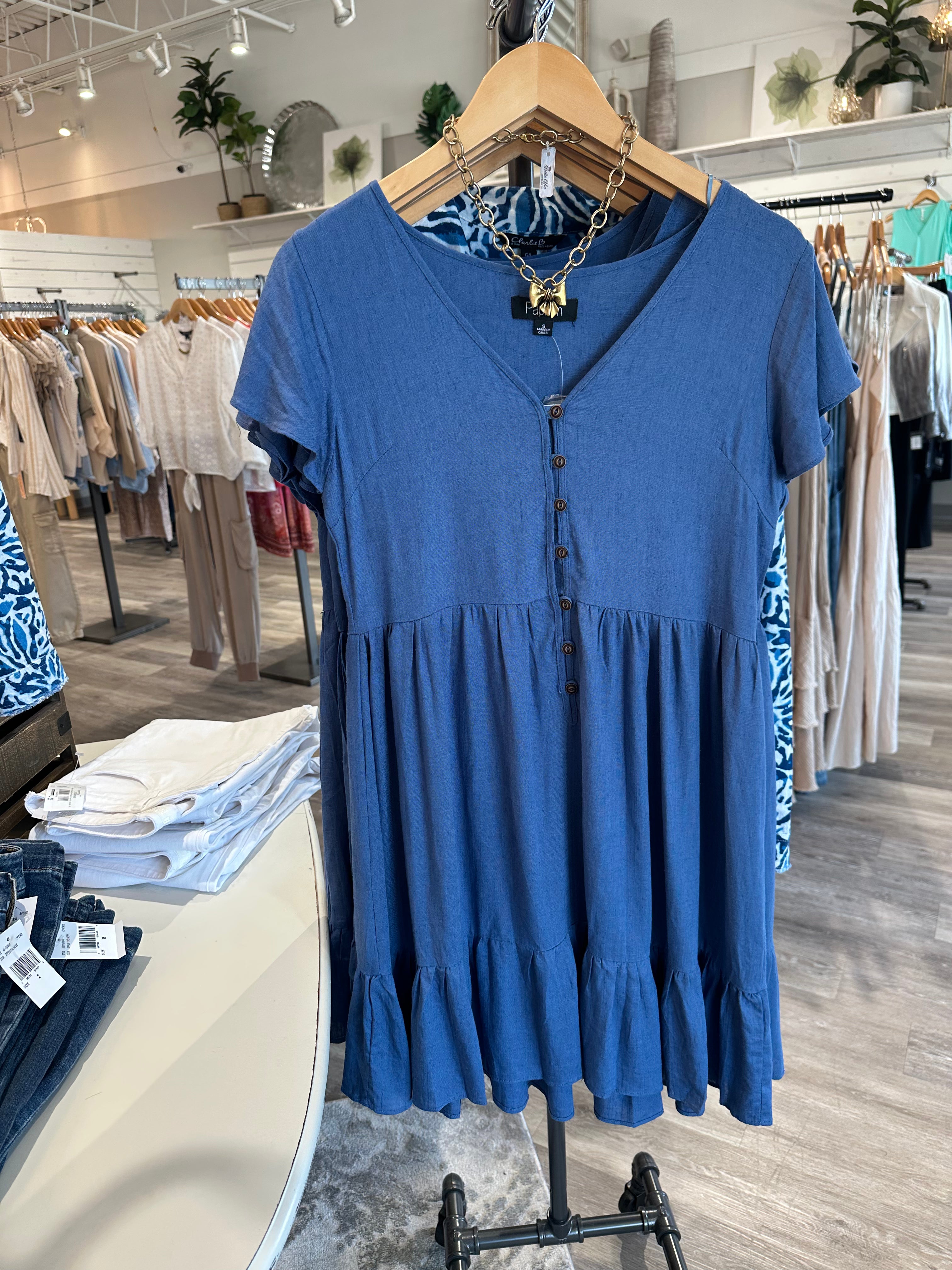 Cotton S/S dress with ruffle hem