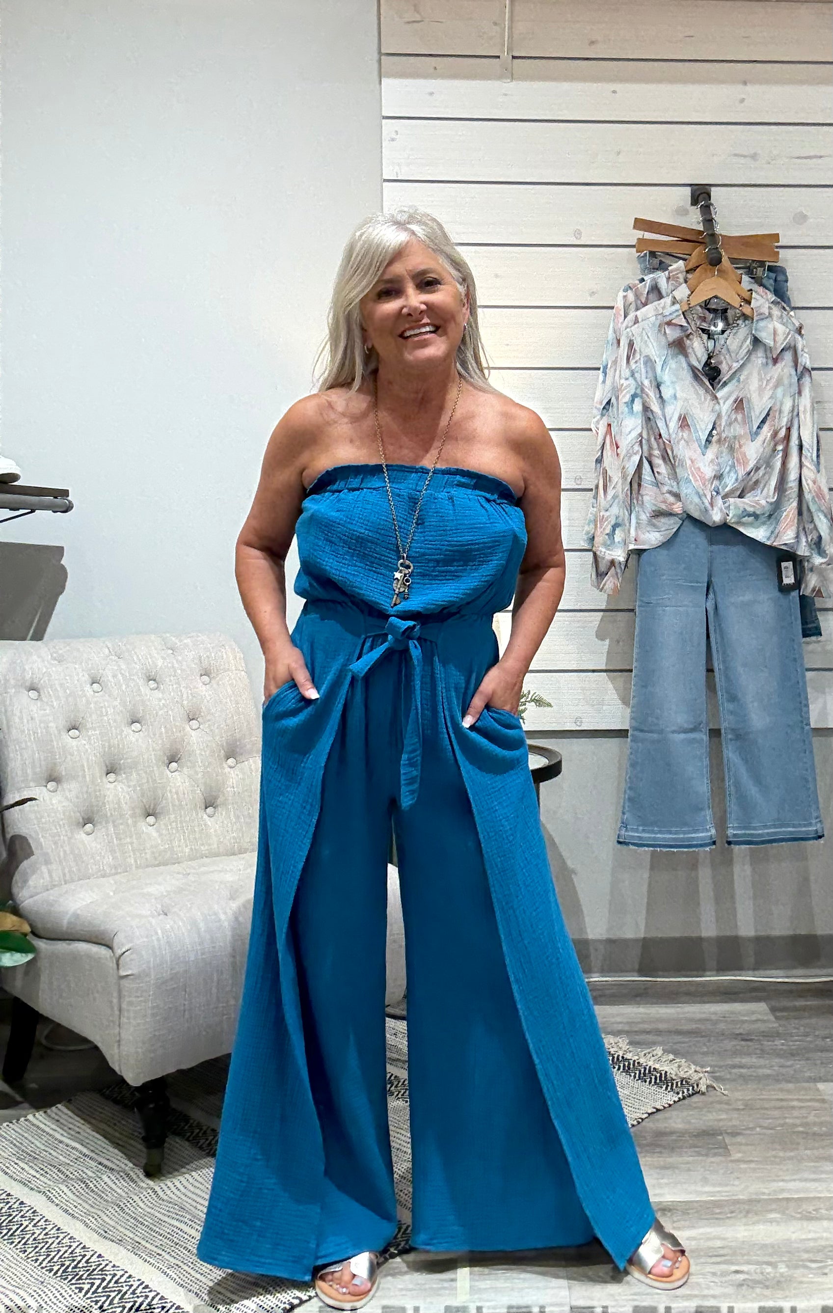 Bandeau Wrap Leg Jumpsuit