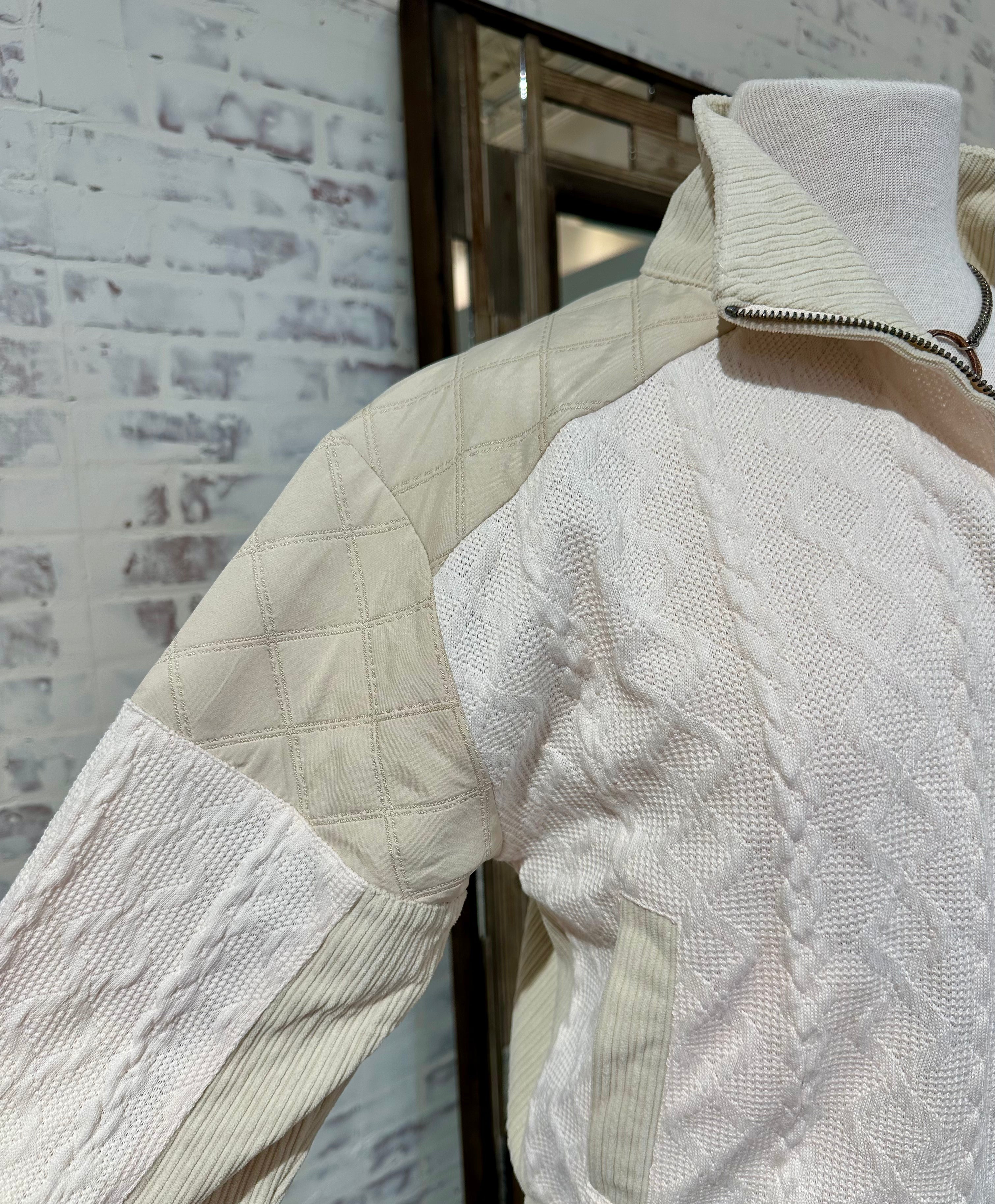 Mixed Media Bomber Jacket Mystree- Oatmeal