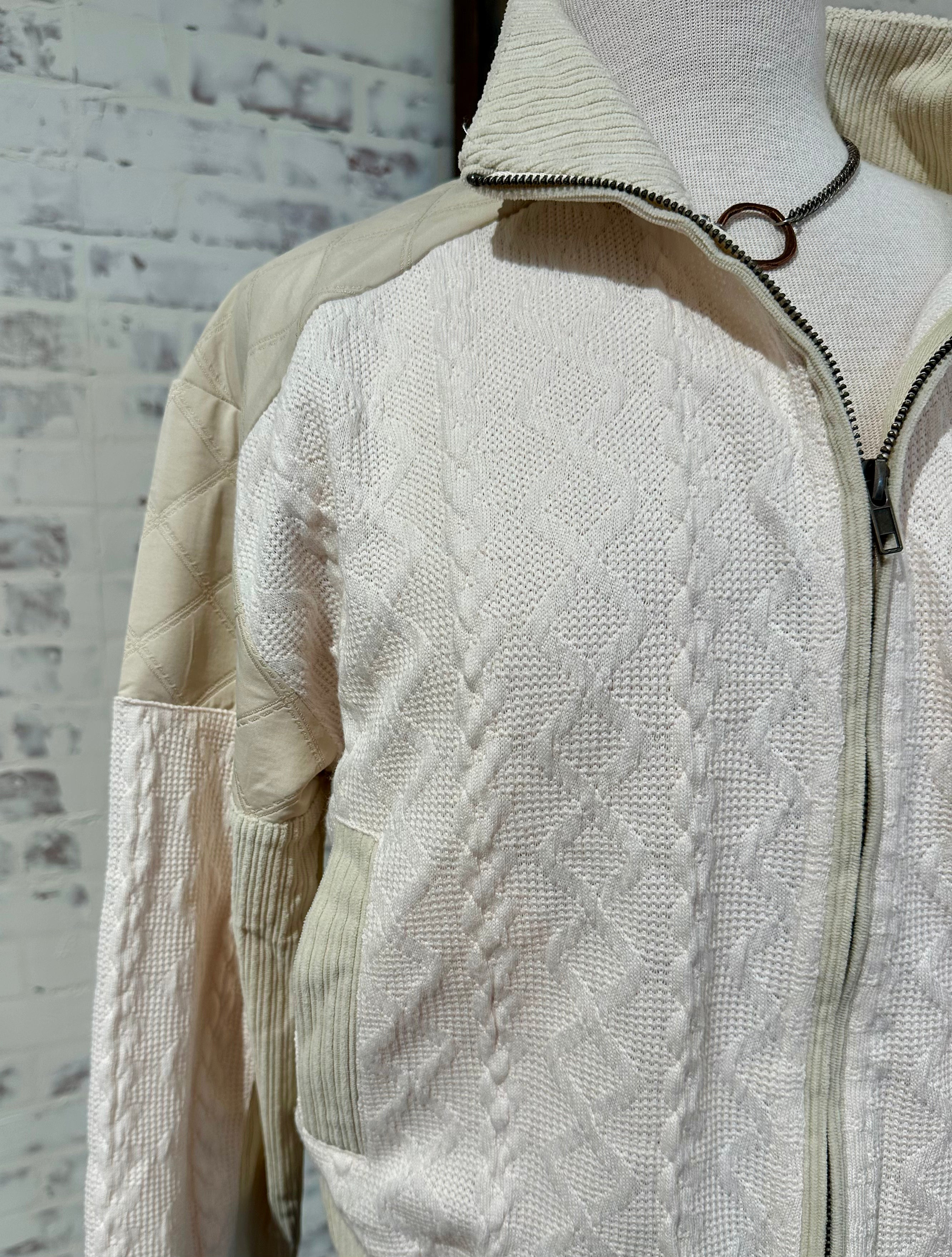 Mixed Media Bomber Jacket Mystree- Oatmeal
