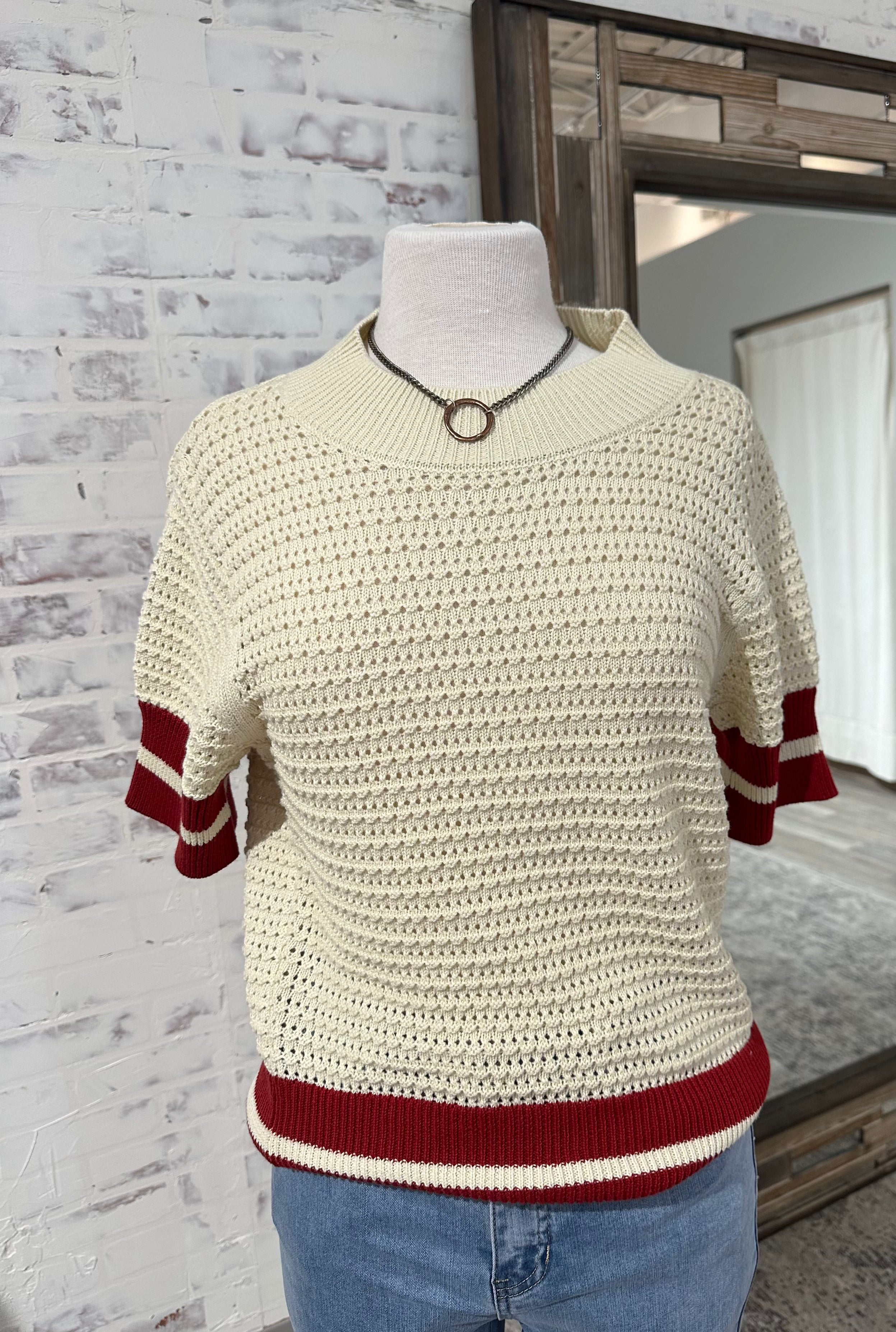 ZYLA-Pullover Ringer Sleeve Sweater