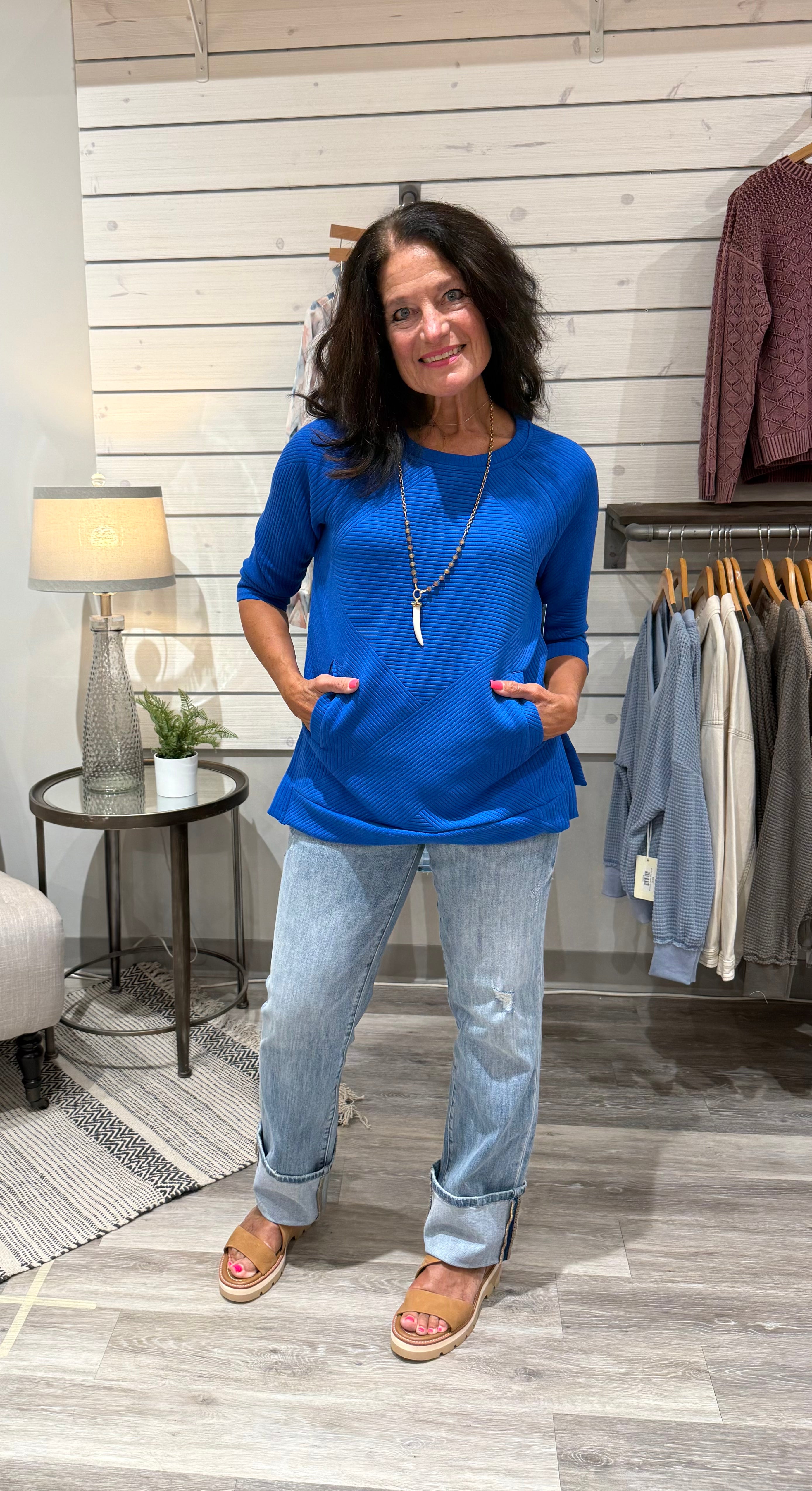 3/4 Sleeve Tunic with Pockets Tribal