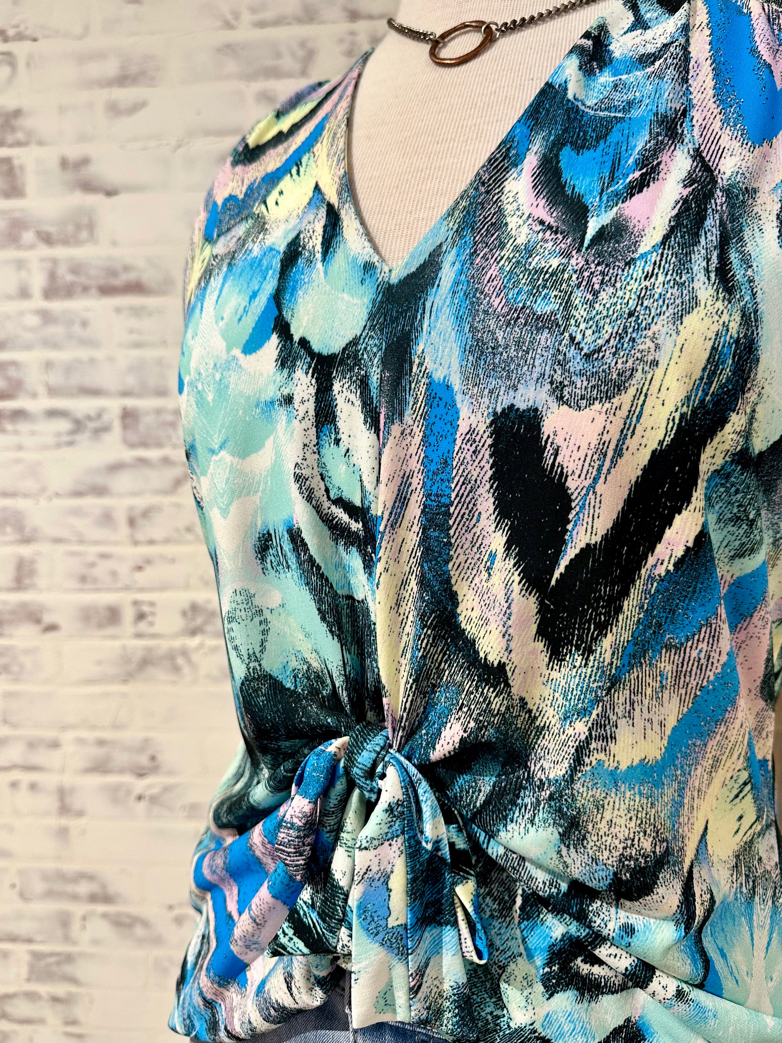 Clara Sun Woo Soft Knit Front Tie Sleeveless Floral