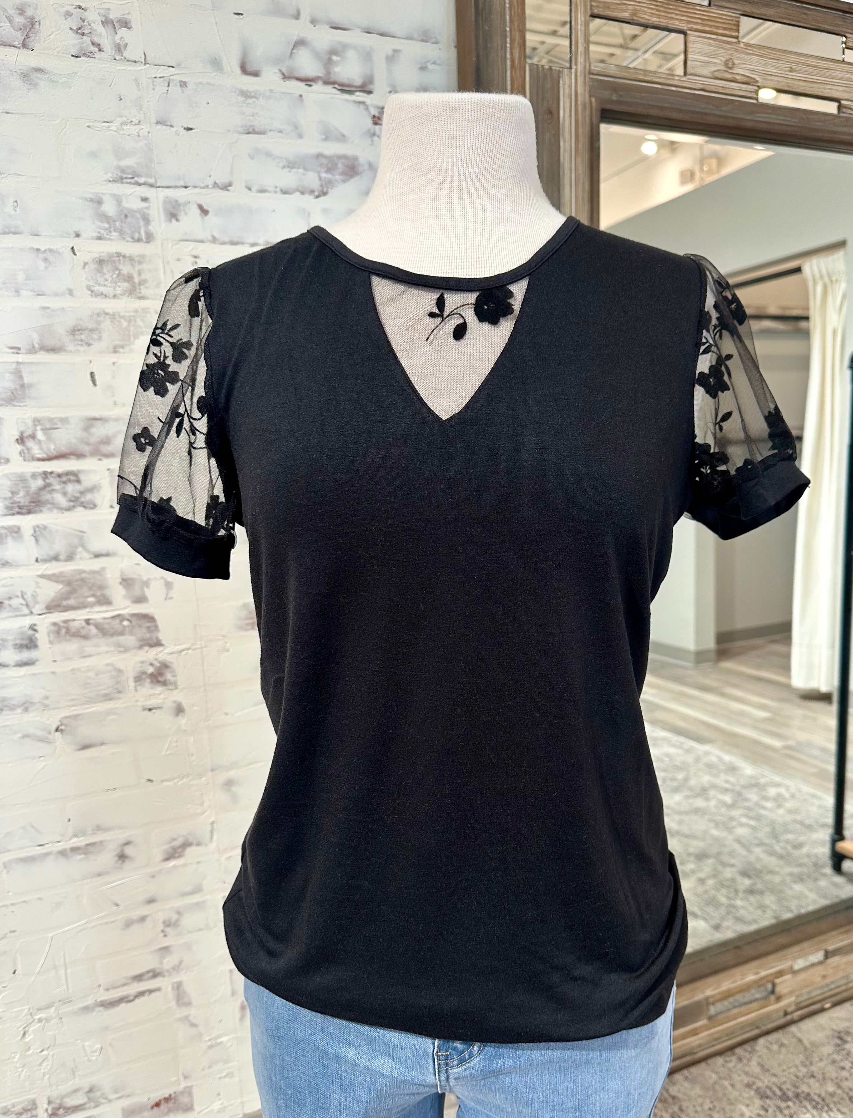 Floral Lace Patchwork Crew Tee