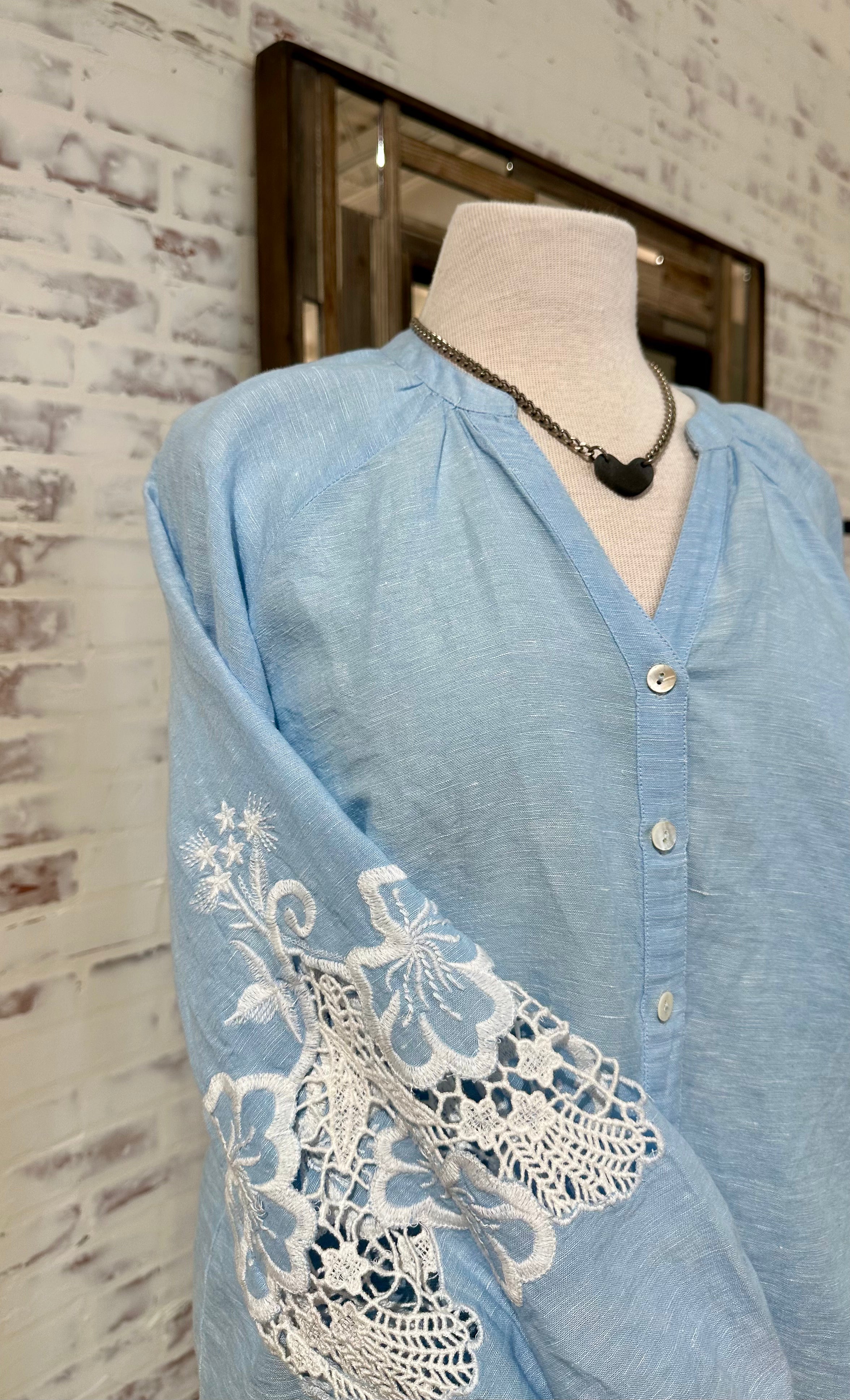 Raglan L/S Embroidered Blouse Charlie B