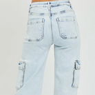 32" Ins High Rise Wide Leg Cargo Risen- back- light wash
