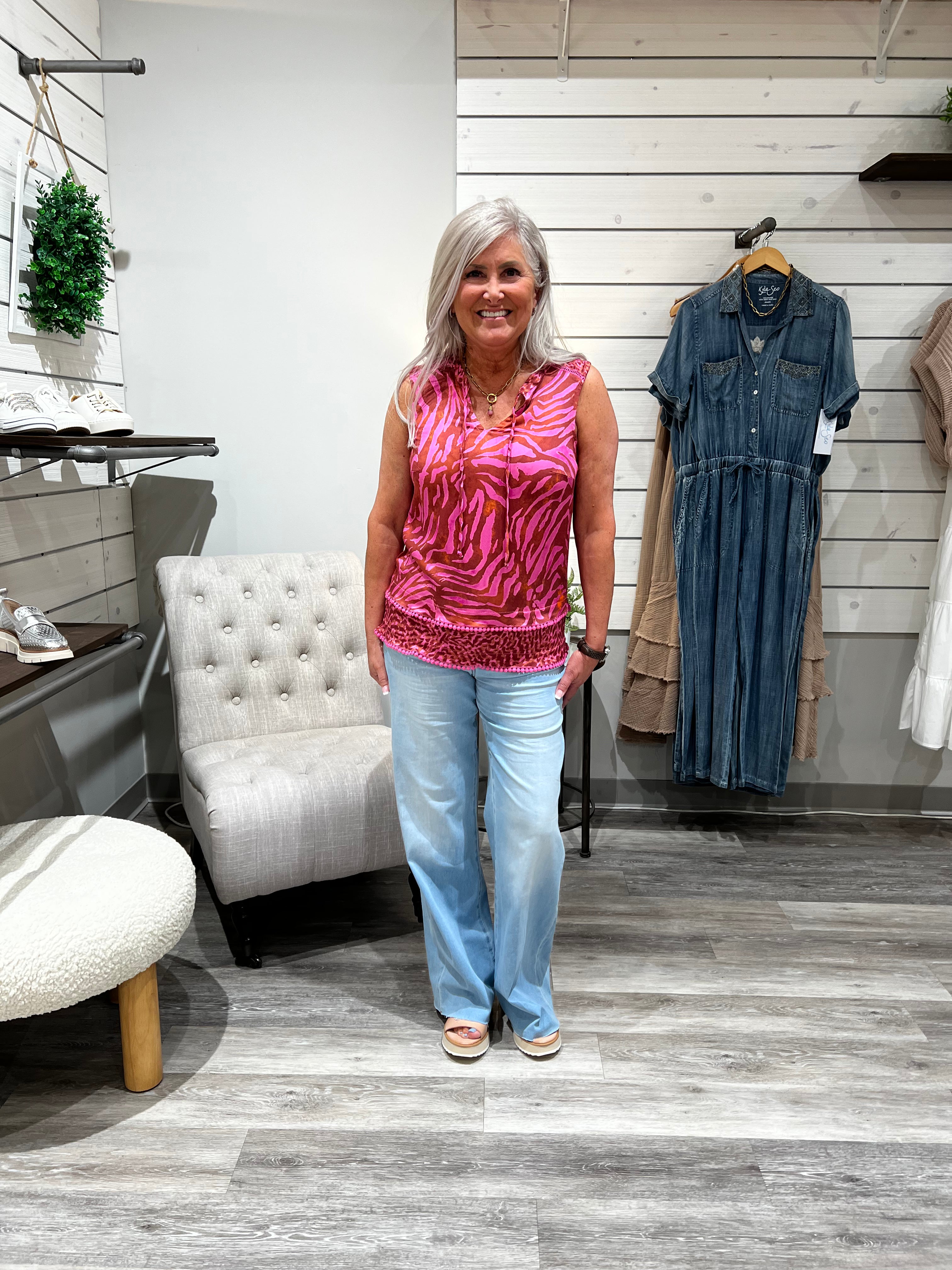 Sleeveless Blouse-Orchid Sky