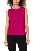 Sleeveless Crew Neck Knit Top- dark currant