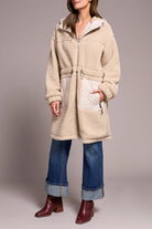 Zip Front Coat with Hood and Pockets