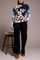 Long Sleeve Funnel Neck Printed Sweater