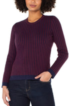 Long Sleeve Crew Neck Ribbed Sweater