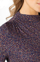 Long Sleeve Mock Neck Knit Top with Shirring