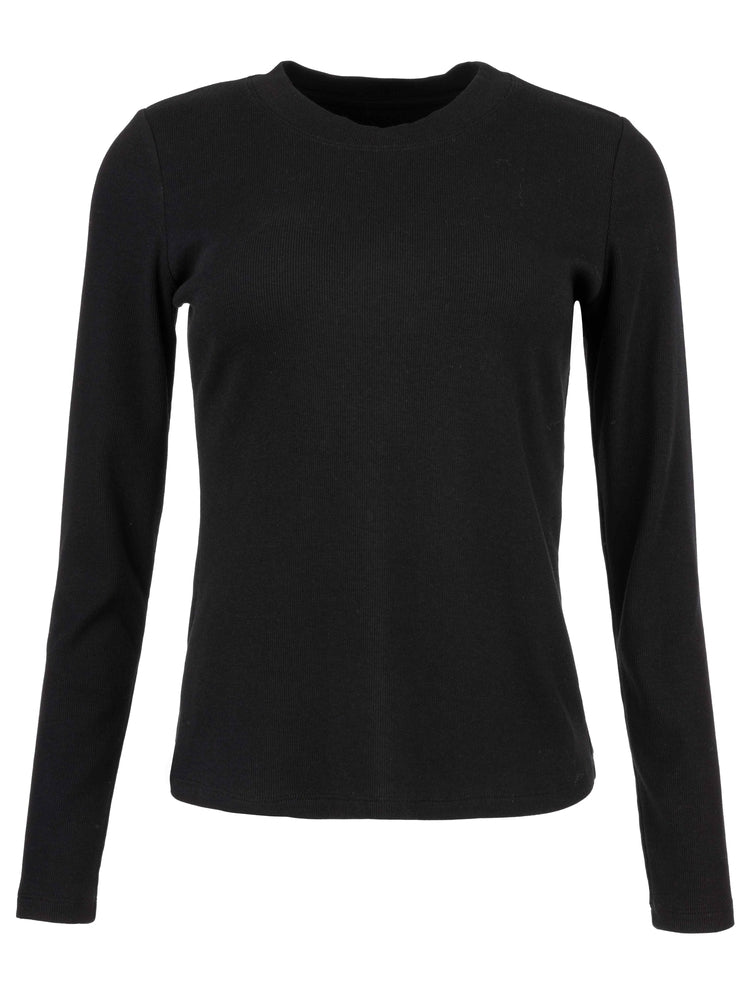 Noelie Scoop Neck Long Sleeve Knit Top- black