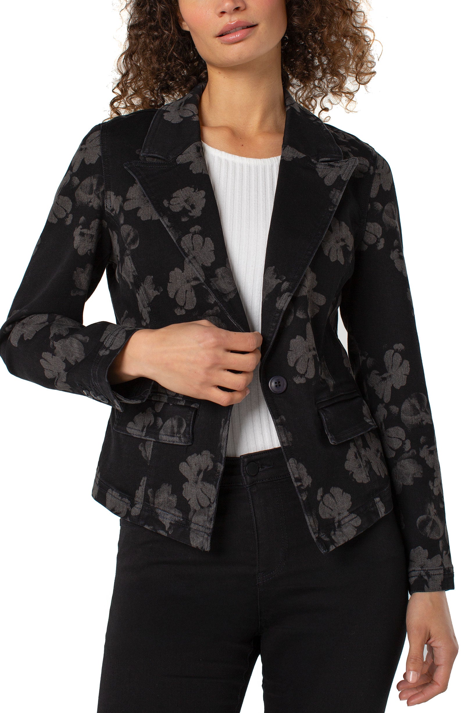 Notch Collar One Button Blazer