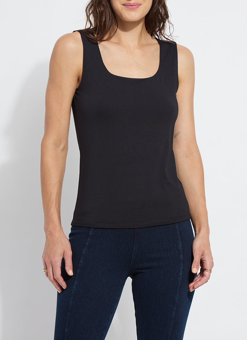 Evie Scoop Neck Tank- black