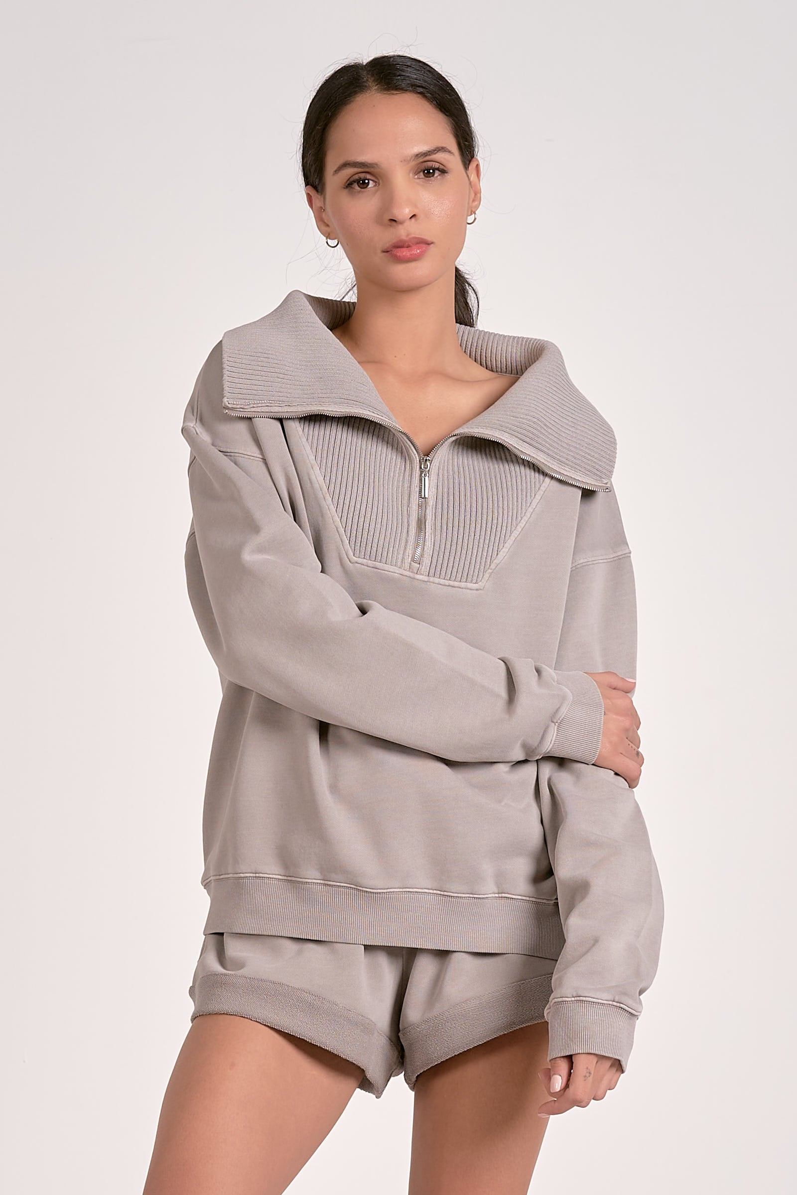 Pullover 1/4 Zip Collared Sweater