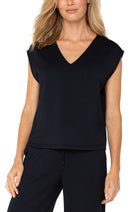 Dolman Sleeve V-Neck Top- black
