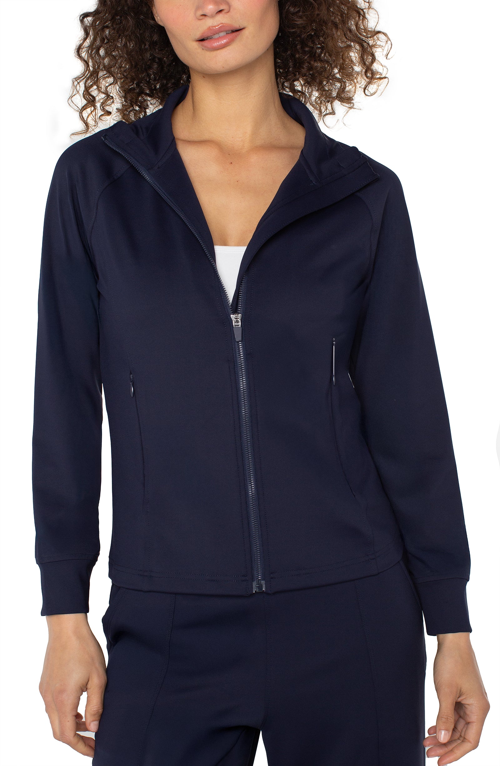 Full Zip Seamed Jacket- navy