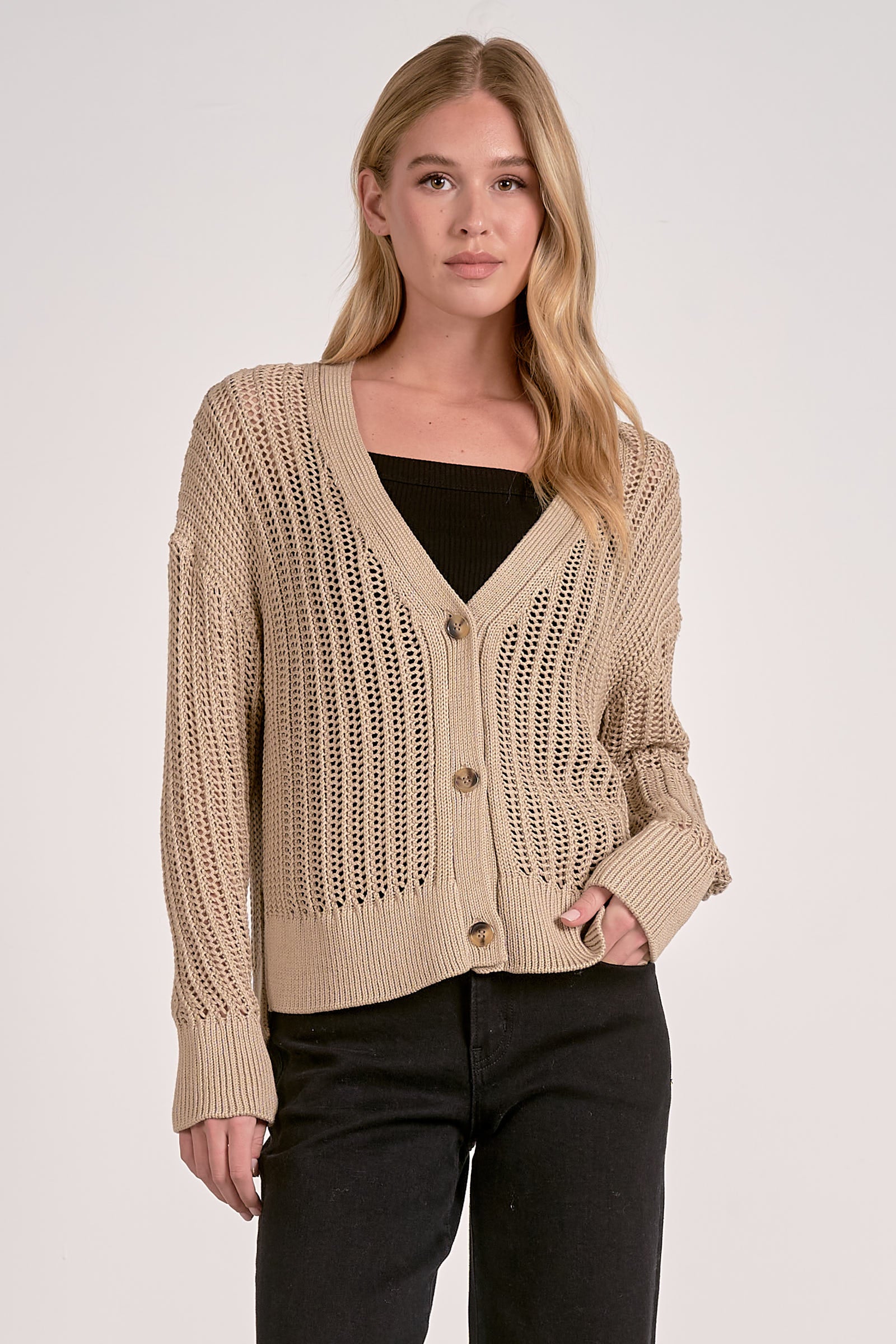 Open Knit Sweater Cardigan