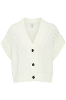 Short Sleeve Button Up Cardigan- marshmallow