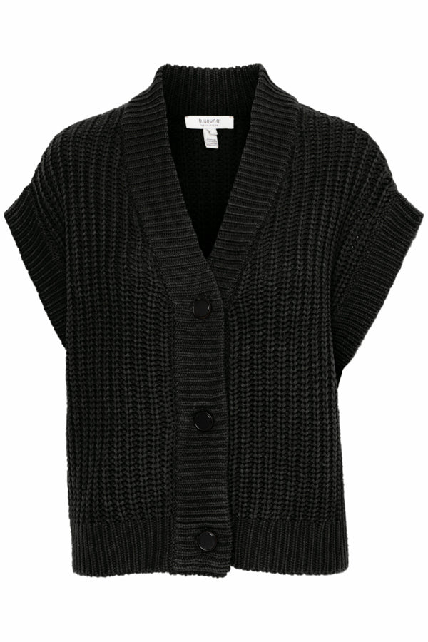 Short Sleeve Button Up Cardigan- black