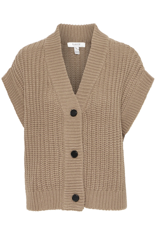 Short Sleeve Button Up Cardigan- walnut