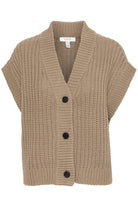Short Sleeve Button Up Cardigan- walnut