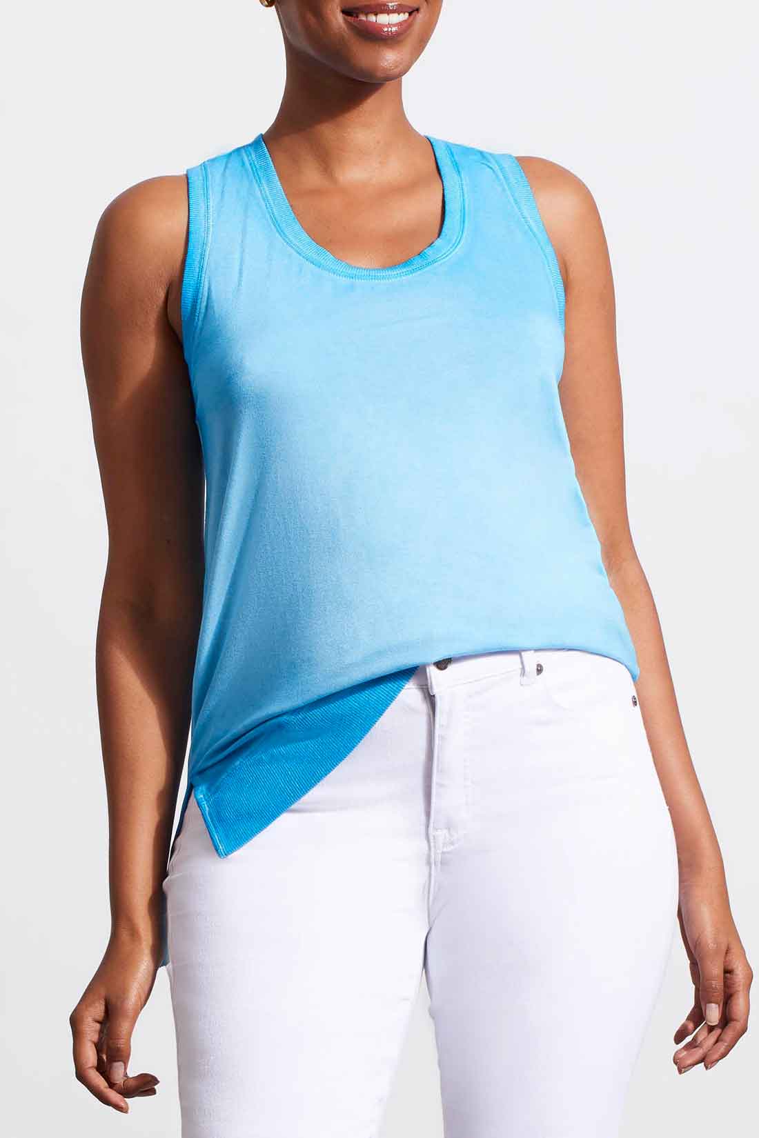 High Low Burnout Tank- blue