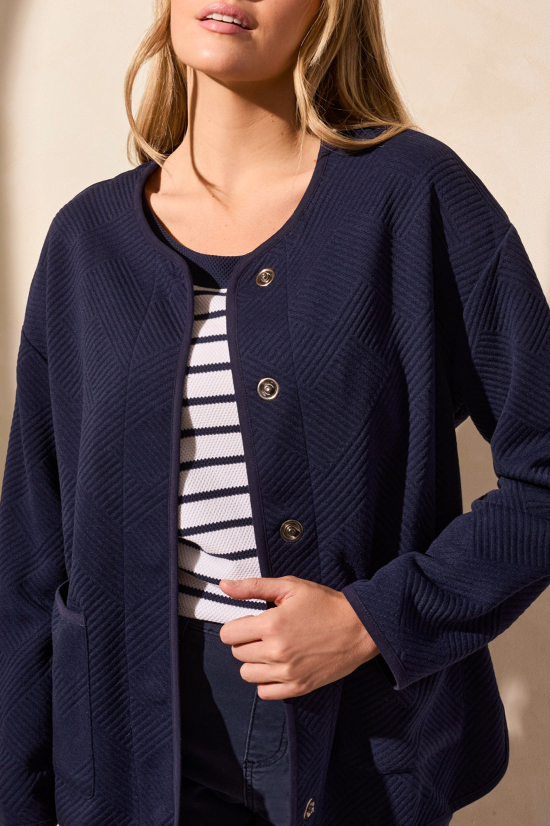 Long Sleeve Cardigan Tribal- jet blue