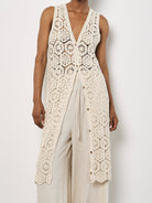 Crochet Circles Longline Sleeveless Cardigan