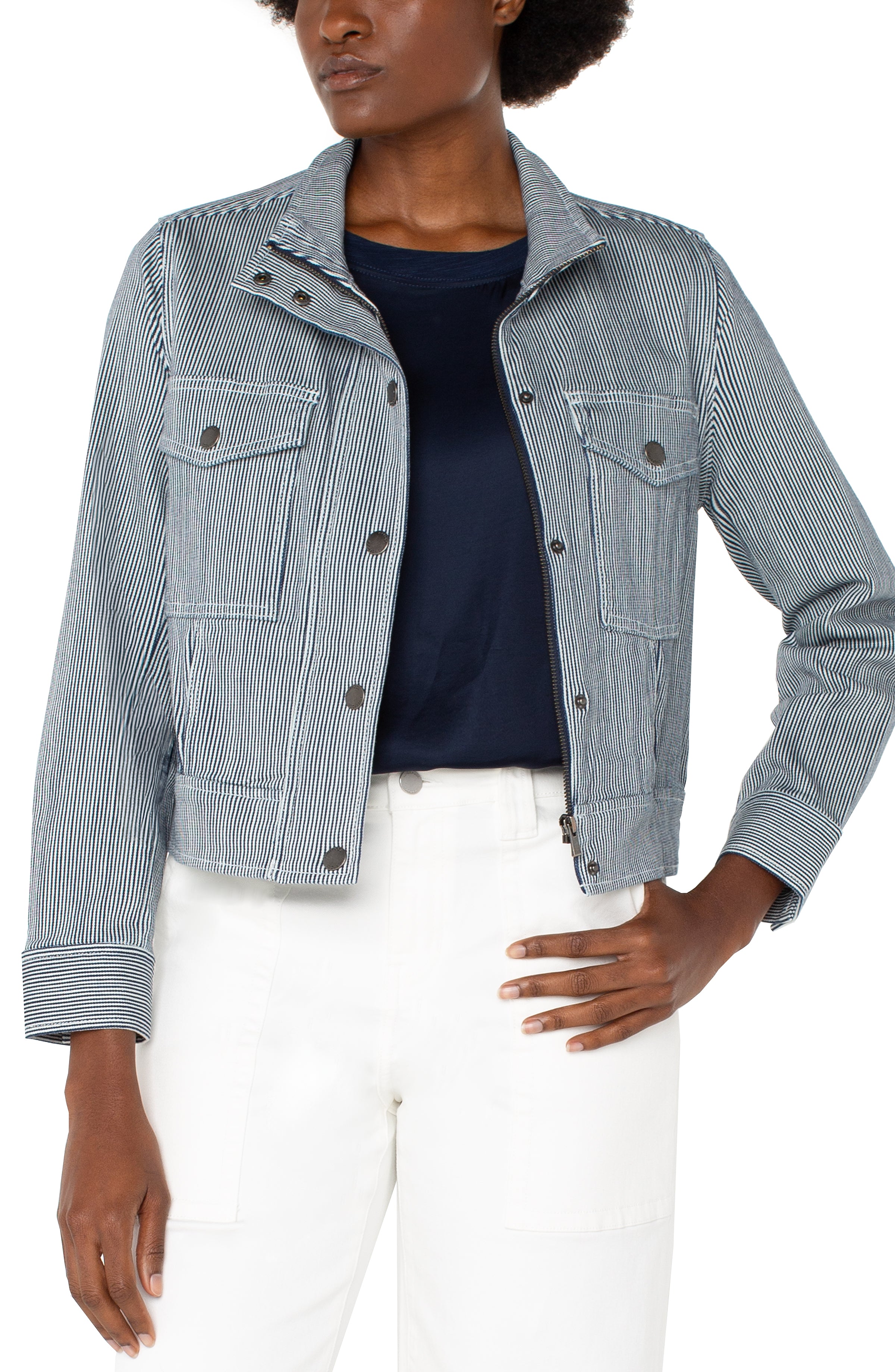 Utility Crop Pinstripe Jacket