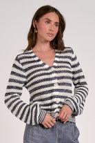 L/S Cardi Striped- Navy