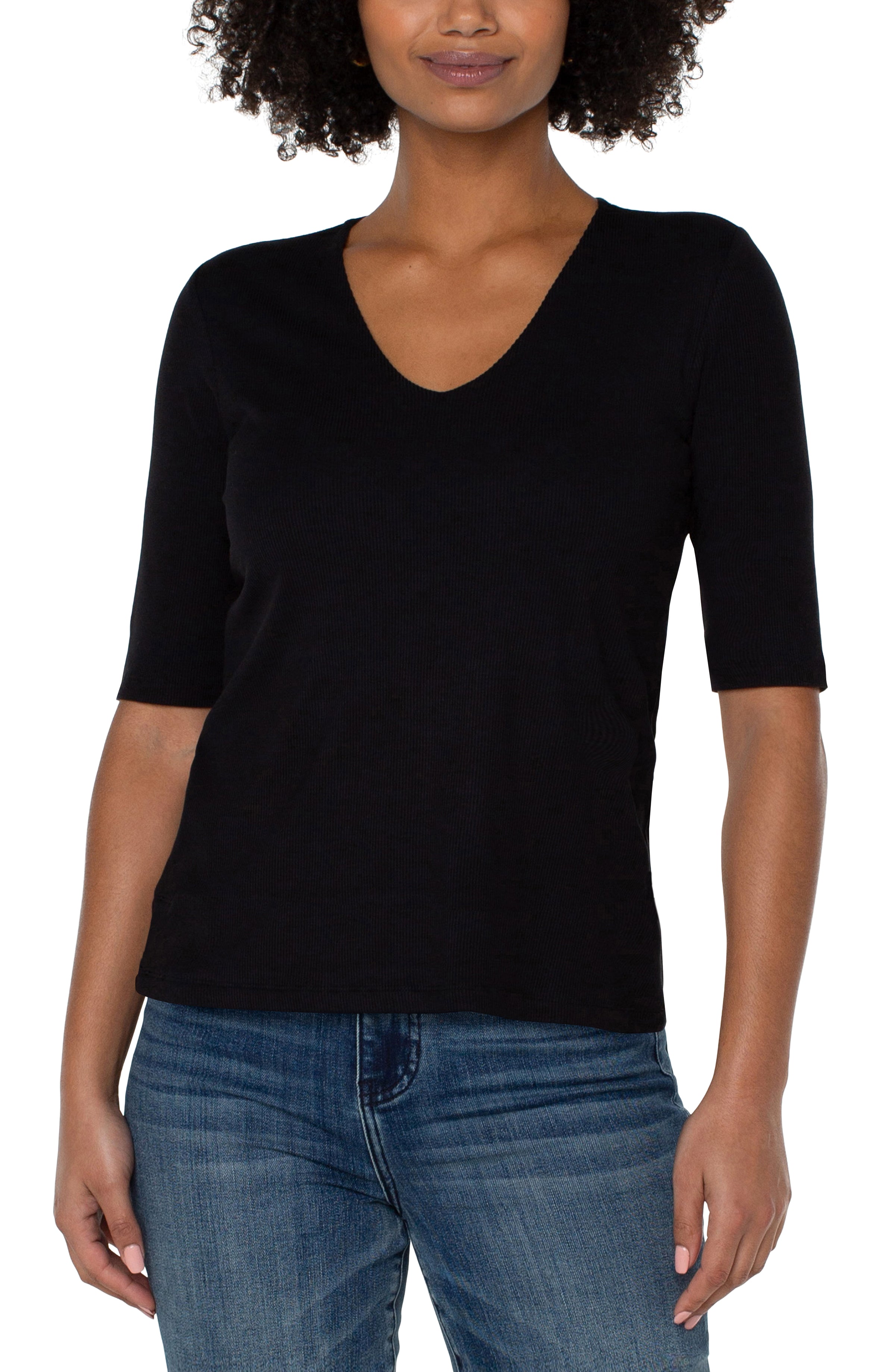 Double Layer Vneck- Black