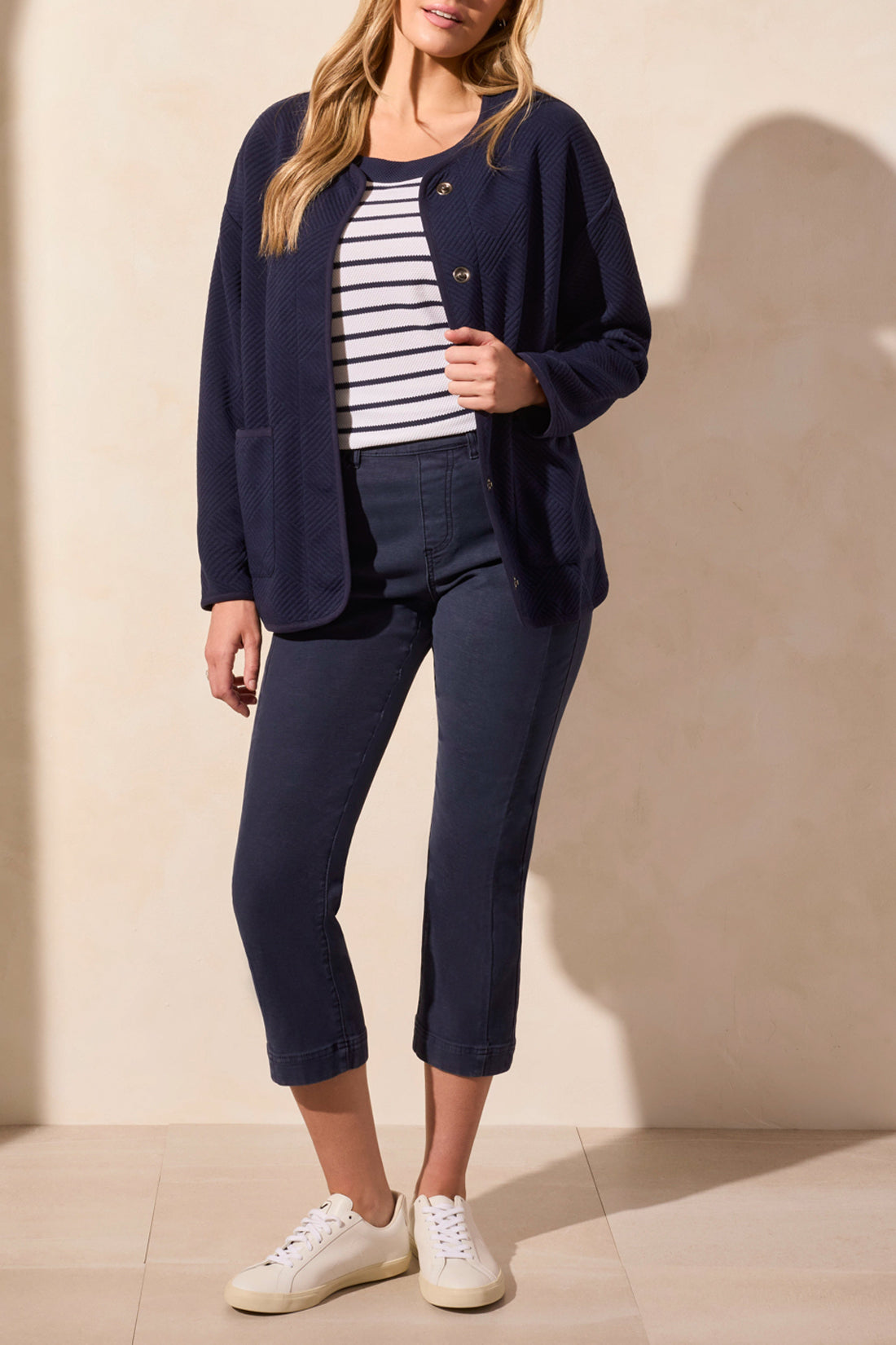 Long Sleeve Cardigan Tribal- jet blue