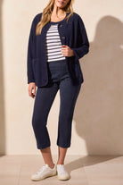 Long Sleeve Cardigan Tribal- jet blue