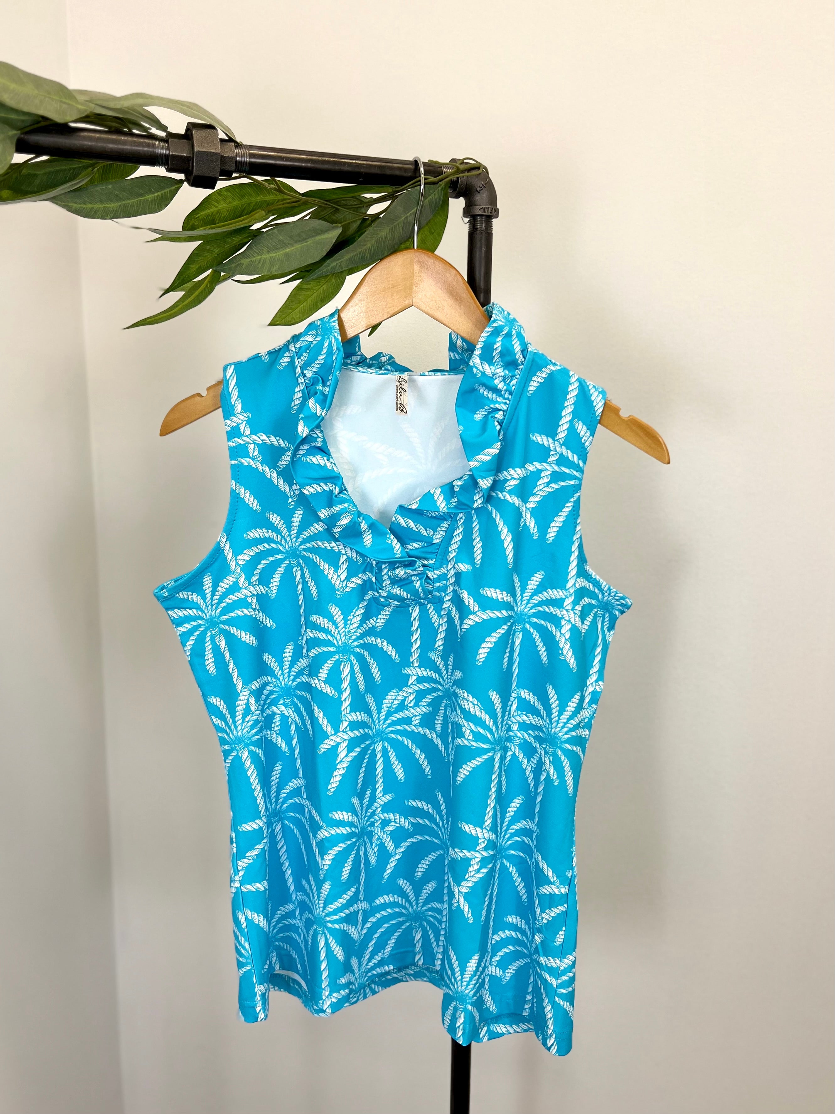 Mainstream Boutique Stillwater Women’s Printed Sleeveless Ruffle Top