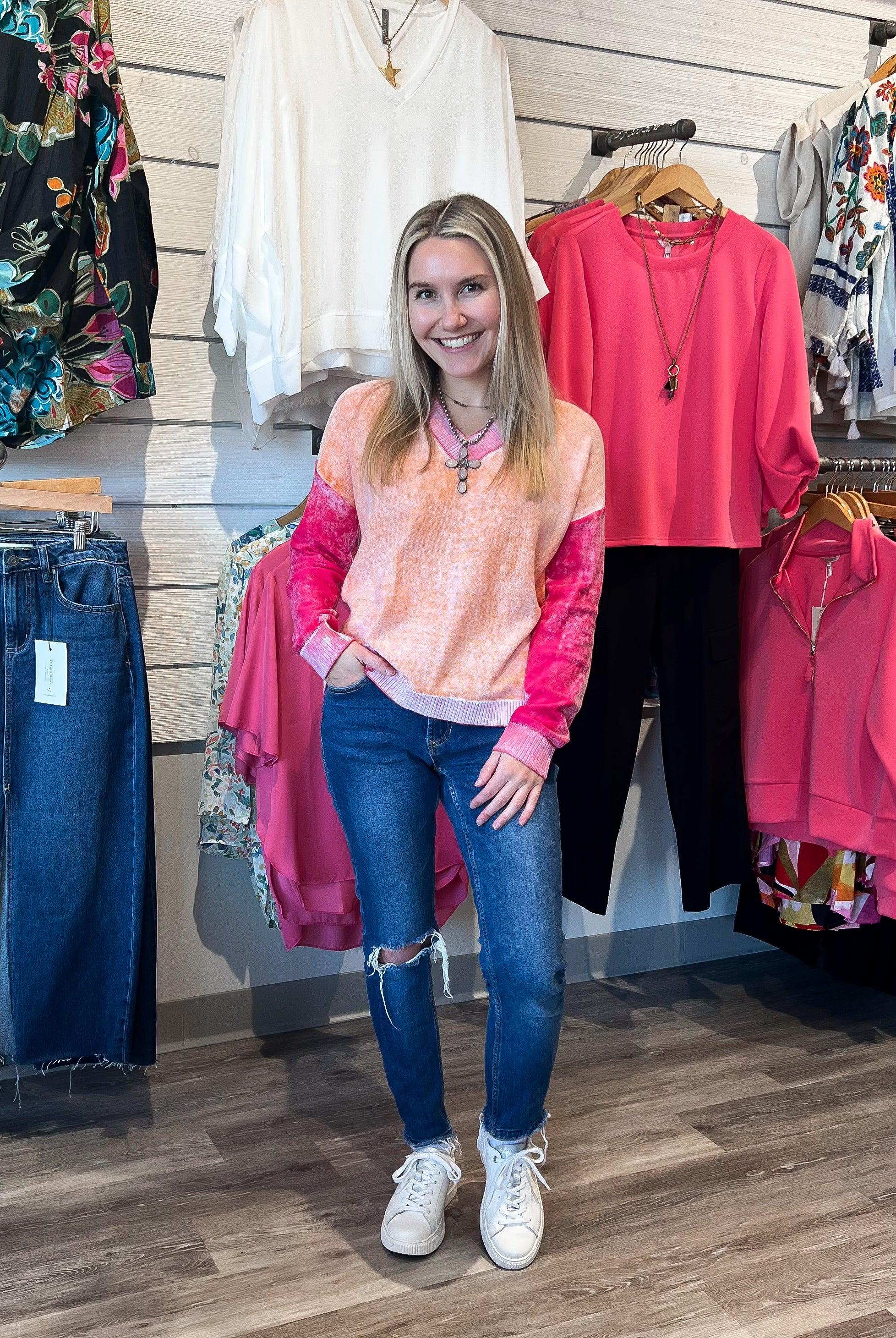 Mainstream Boutique Stillwater Women’s Colorblock Cotton Sweater