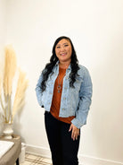 Mainstream Boutique Stillwater Denim Crop Trucker Jacket