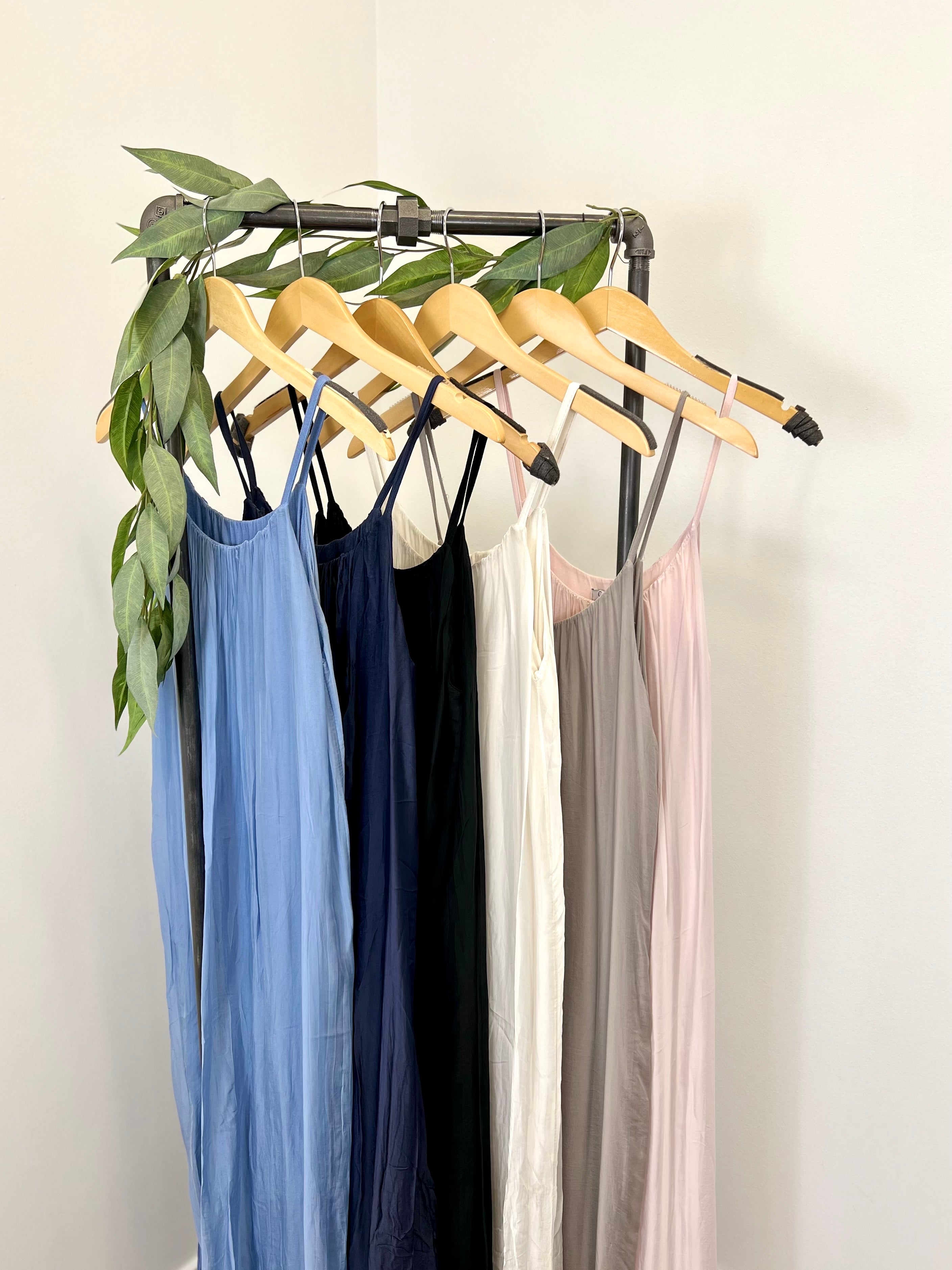Mainstream Boutique Stillwater Women’s Spaghetti Strap Silk Maxi Dress