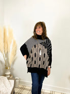 Mainstream Boutique Stillwater Printed Poncho Sweater