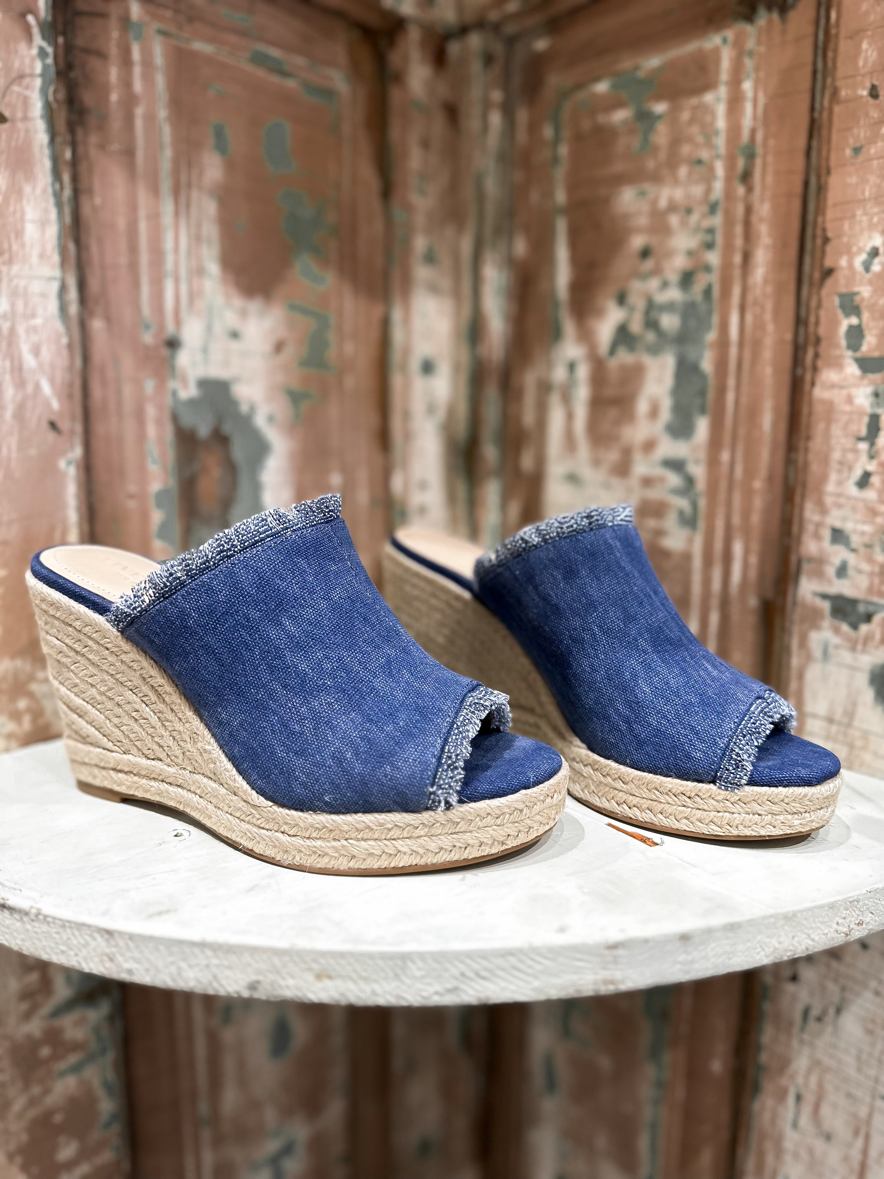 Denim Espadrille Wedge