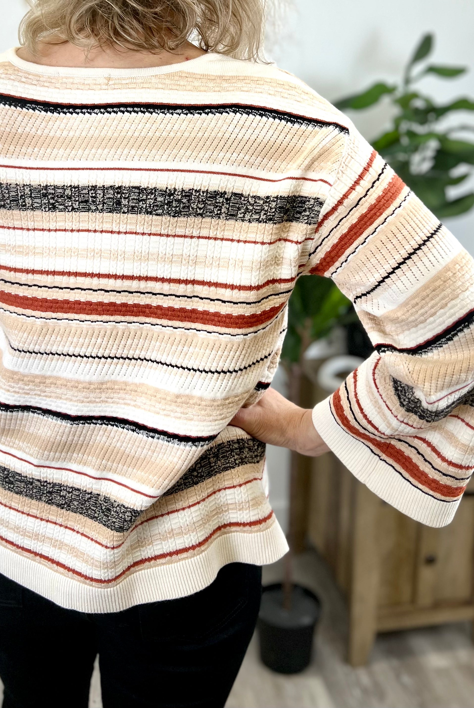 Mainstream Boutique Stillwater, Boat Neck Textured Sweater