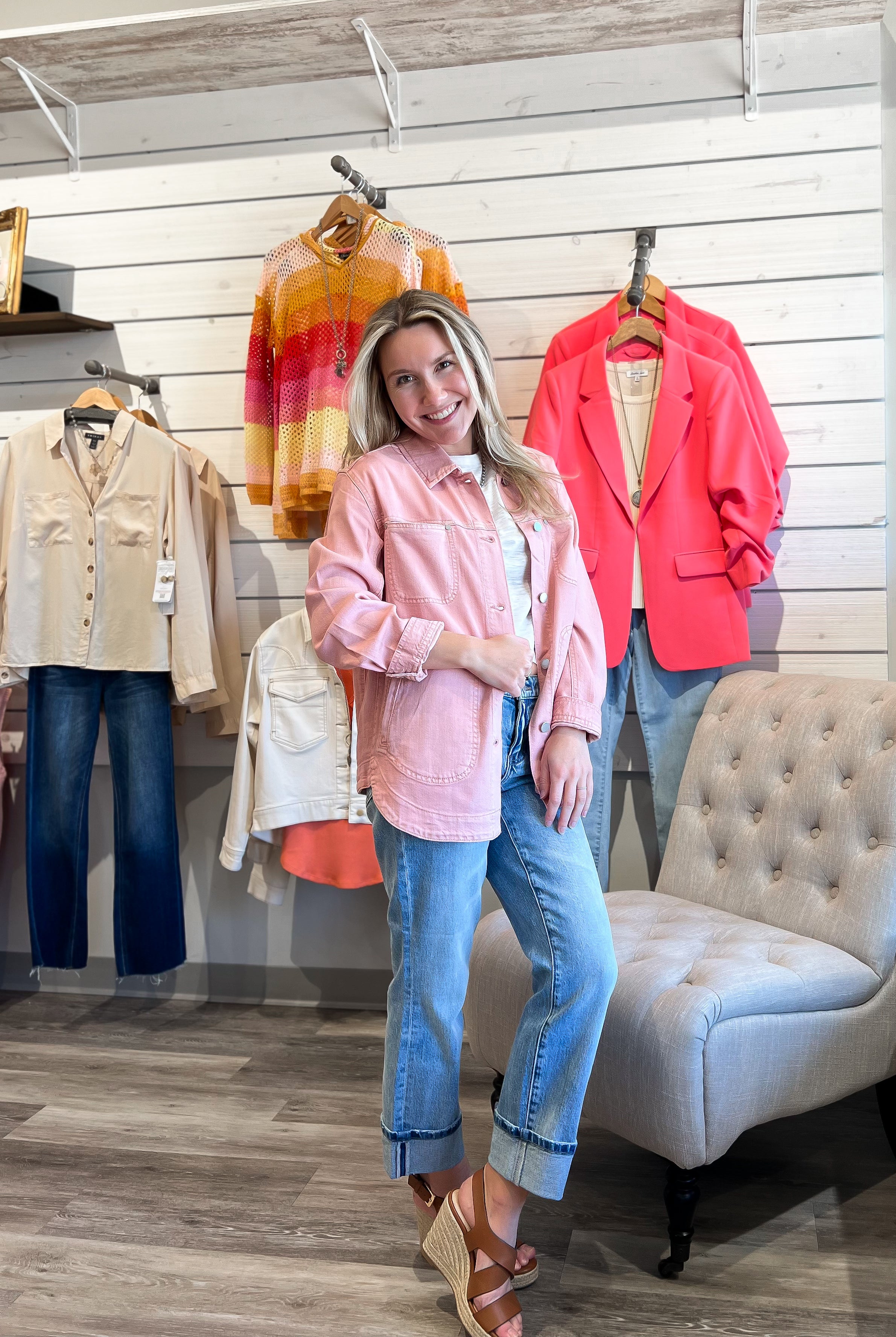 Mainstream Boutique Stillwater Women’s Pink Shirt Jacket