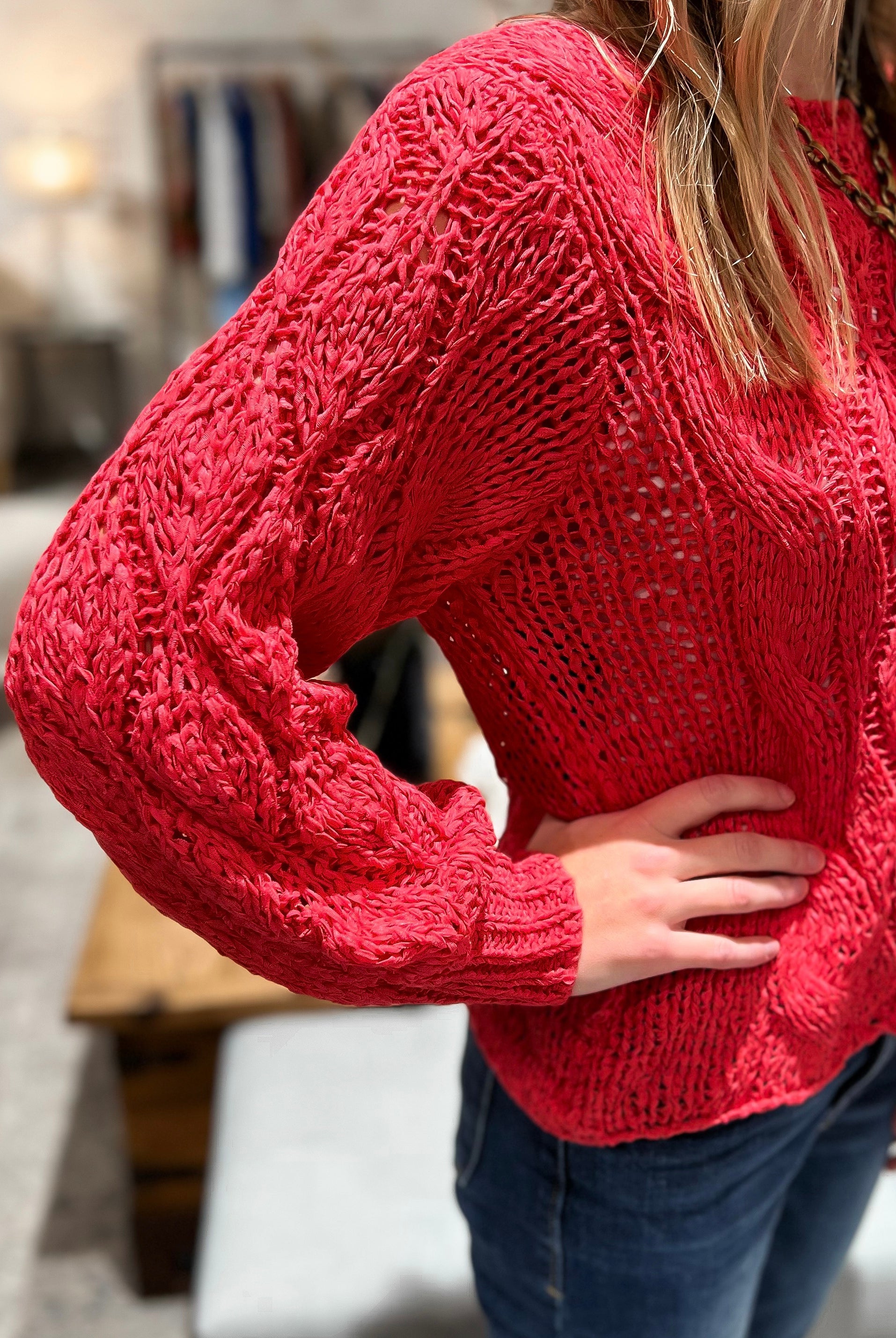 Mainstream Boutique Stillwater Open Weave Spring Sweater