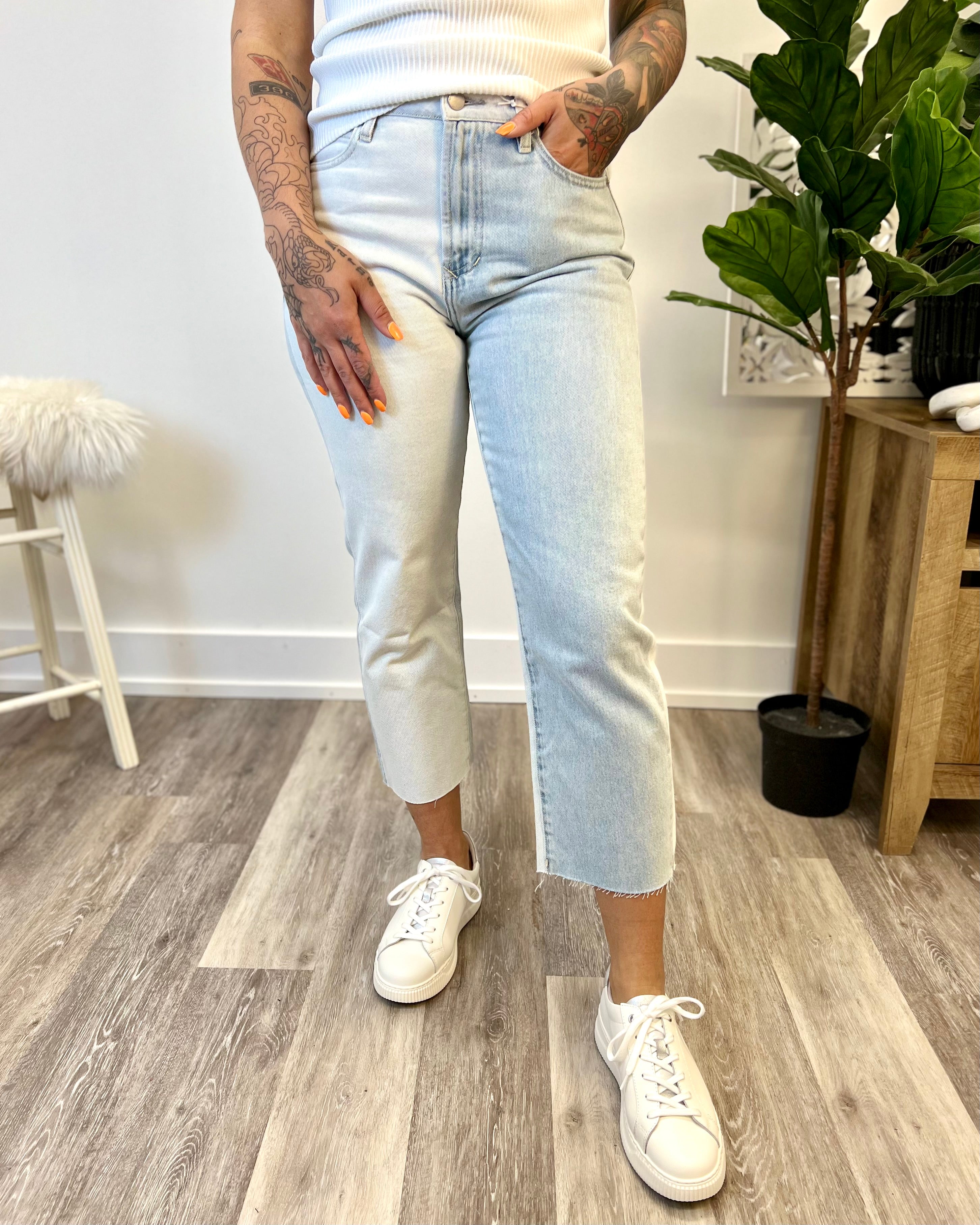 Mainstream Boutique Stillwater High Rise Cropped Straight Denim