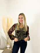 Mainstream Boutique of Stillwater Detailed Sleeve Velvet Top