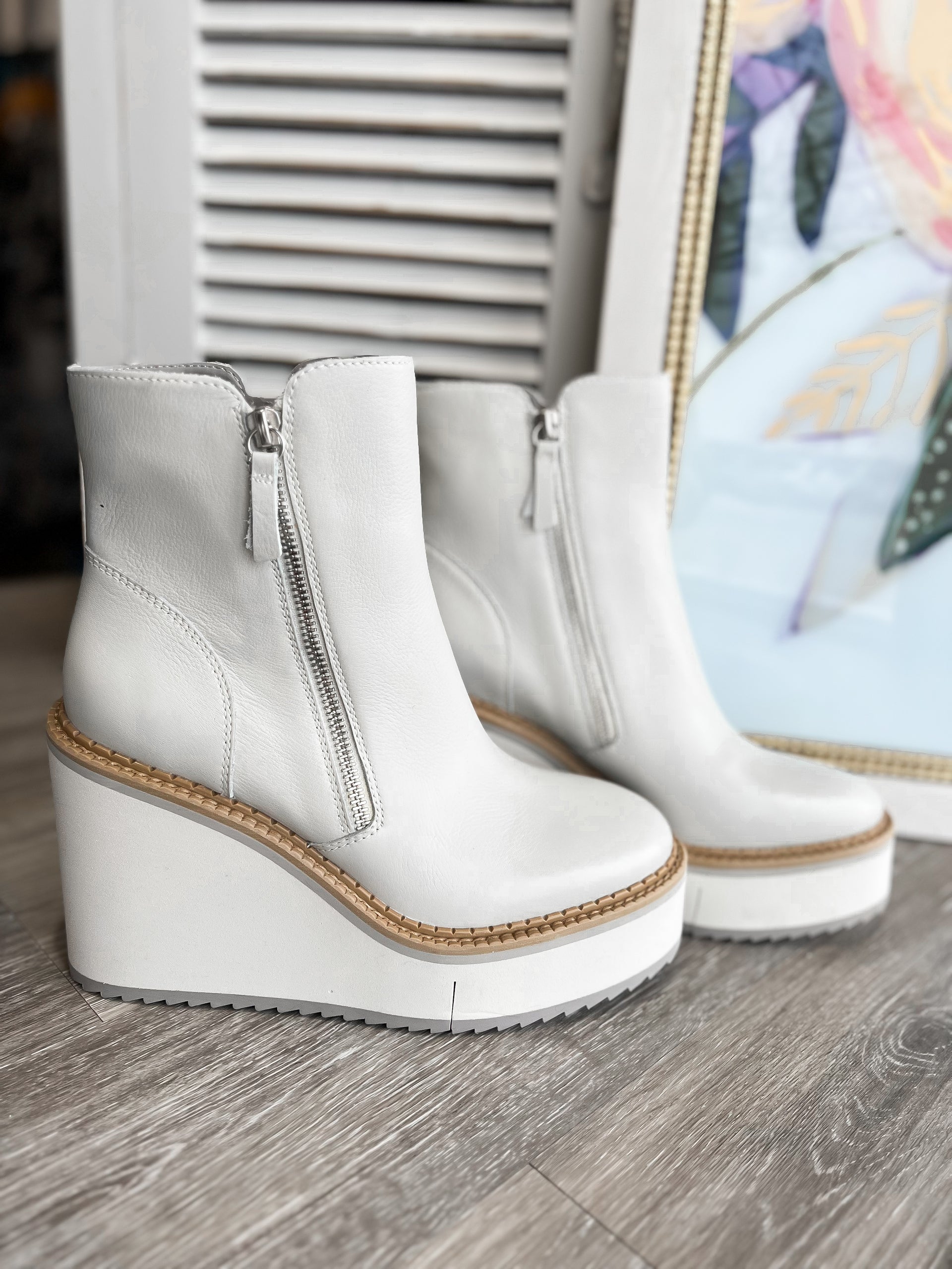 Leather Wedge Ankle Boot Mist / 8 Leather Wedge Ankle Boot Mist / 8
